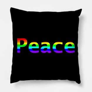 Rainbow Colored Peace Typography Pillow