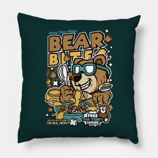 Retro Cartoon Cereal Box // Bear Bites // Funny Vintage Breakfast Cereal Pillow