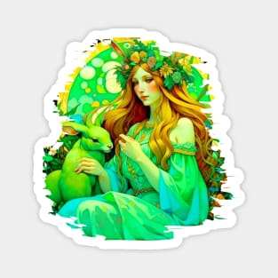 Art Nouveau Ostara Celtic Spring Magnet