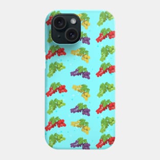 Colorful Grape Pattern on Sky Blue Background Phone Case