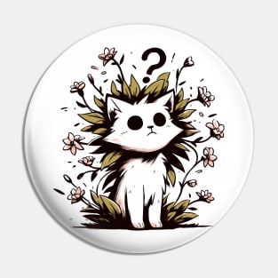 Funny confused cat with flowers plants Pin