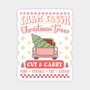 Farm Fresh Christmas Trees Vintage Retro Magnet