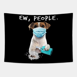 Jack Russell Terrier Ew People Dog Wearing A Face Mask Tapestry