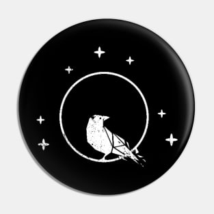 Geometric Blackbird Moon and Stars Bird Night Space Pin