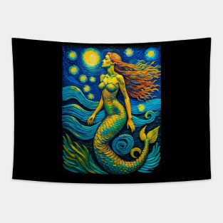 Siren in starry night Tapestry