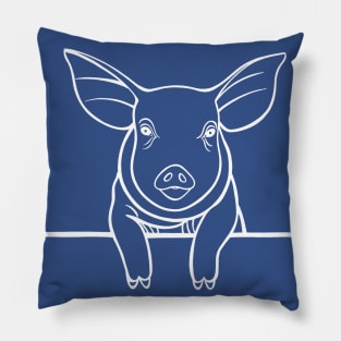 Pig Drawing - cute farm animal design Pillow