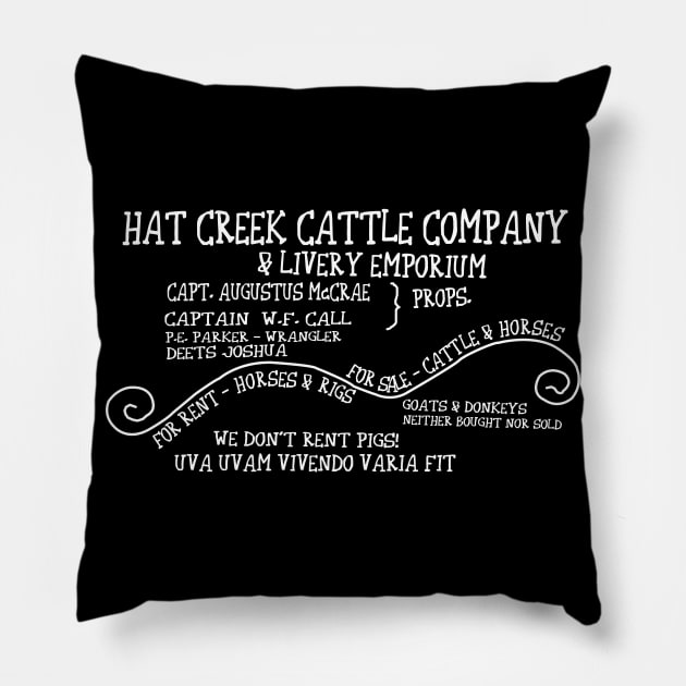 Hat Creek Cattle Company Livery Emporium Pillow by AwesomeTshirts