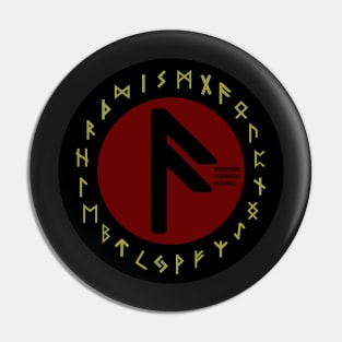 Red Ansuz Futhark Rune Symbol Pin