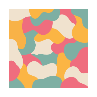 Colourful Blob Abstract Pattern in Light Orange Cream Pink Blue Sticker T-Shirt