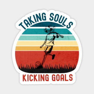 Taking souls kicking goals| soccer player | skeleton kicking soccer ball Magnet