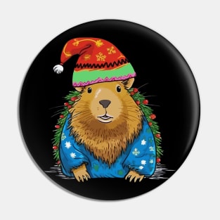 Capybara Christmas Pin