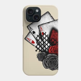 Playing Cards with Red Roses Phone Case