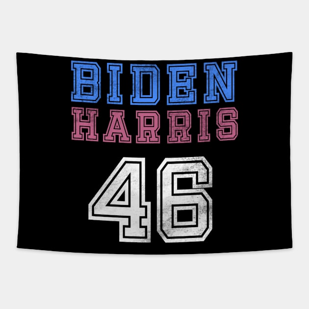 (Front) Biden Harris 46 Retro Vintage Distressed Football Sports Jersey Style Joe And Kamala 2020 Tapestry by acatalepsys 