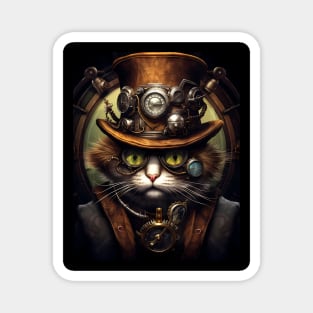 Stylish Steampunk Cat Magnet