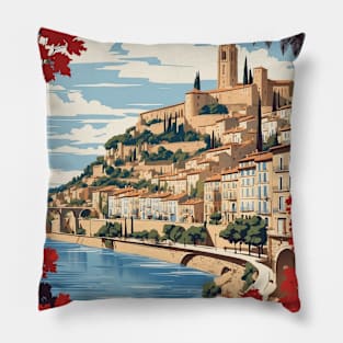 Beziers France Vintage Travel Poster Tourism Pillow