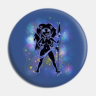 Sexy zodiac sign Leo girl with spear Pin