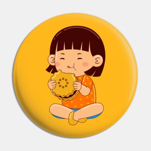 girl kids eating biscuit Pin