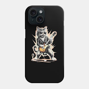 Rock Cat Playing Guitar - Guitar Cat Phone Case