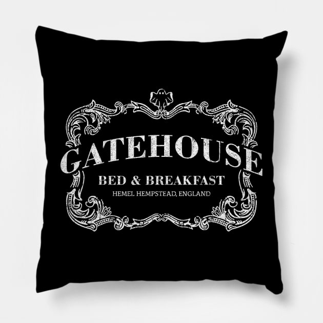 Gatehouse Bed and Breakfast - Ghosts Pillow by huckblade