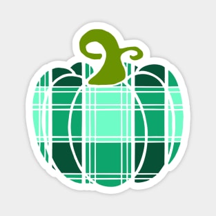 Green Plaid Pumpkin Magnet