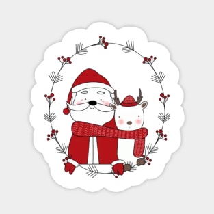 Santa and Reindeer Magnet