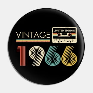 57th Birthday Vintage 1966 Limited Edition Cassette Tape Pin