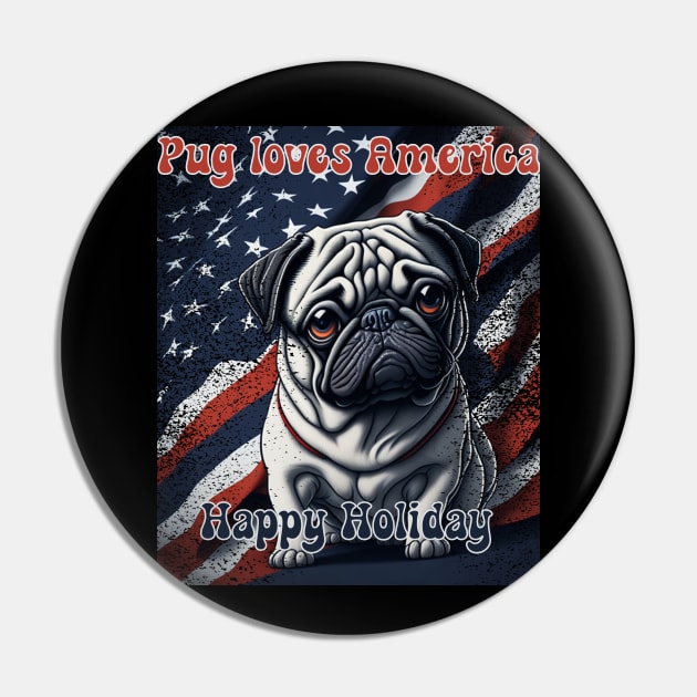 Pug 4th of July Pin by MrPug