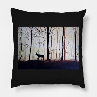 Buck in Trees Painting Pillow