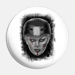 Roller Derby Warrior Girl (Black and white version) Pin