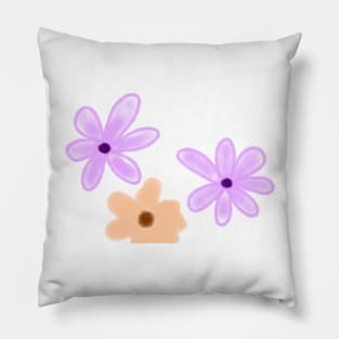 Purple orange watercolor floral art design Pillow