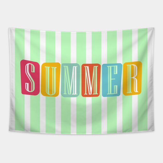 Summer - Green Stripes on - Tapestry by Peter the T-Shirt Dude