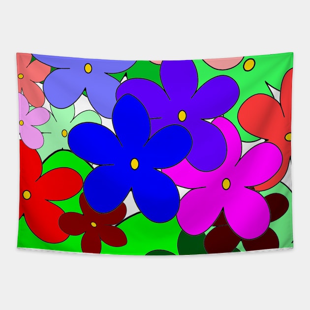 Multi Color Cartoon Flower Tapestry by kimbo11