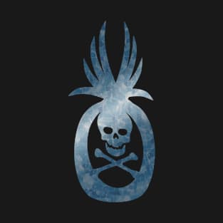 Tropical Pirate Pineapple Halloween Skull and Crossbones Grey Blue T-Shirt