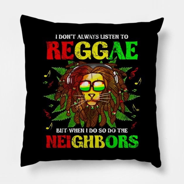 Reggae Music Lion Funny Quotes Humor Sayings Pillow by E
