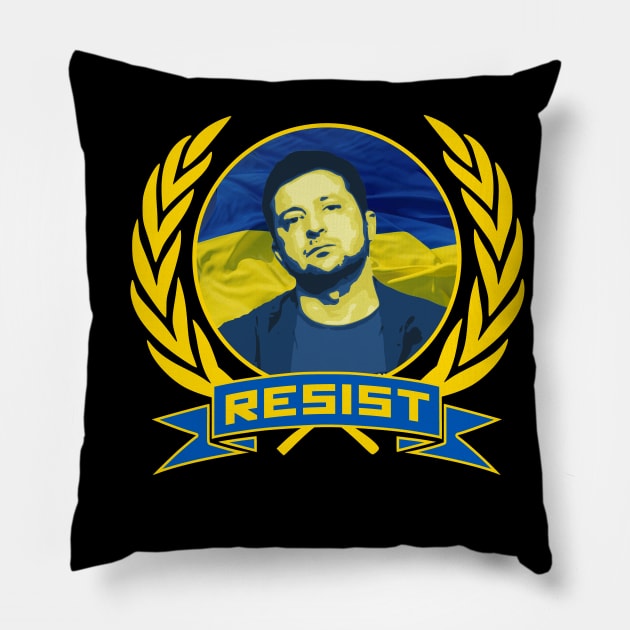 Ukraine Zelensky Resist Pillow by Nerd_art