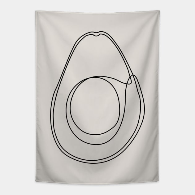 One Line Avocado Tapestry by huebucket