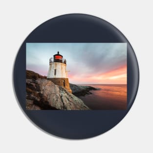 Castle Hill Lighthouse Seascape Sunset Pin