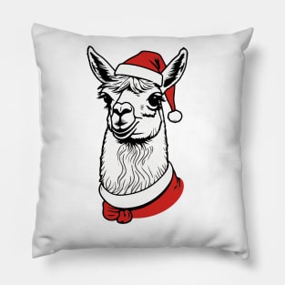 Christmas Llama with Santa Hat Pillow