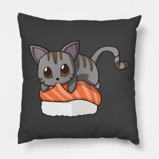 Grey Cat Salmon Sushi Pillow