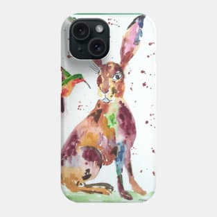 Hare and a Hummingbird Phone Case