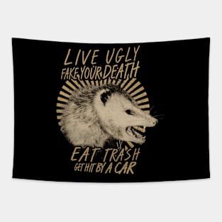 opossum quote //live weird fake your death funny saying Tapestry