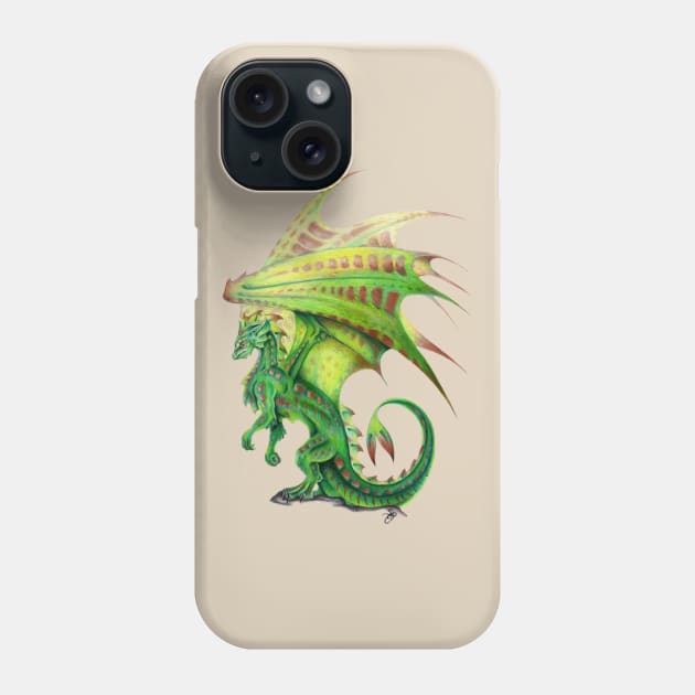 Majestic Woodland Green Dragon Phone Case by Sandra Staple
