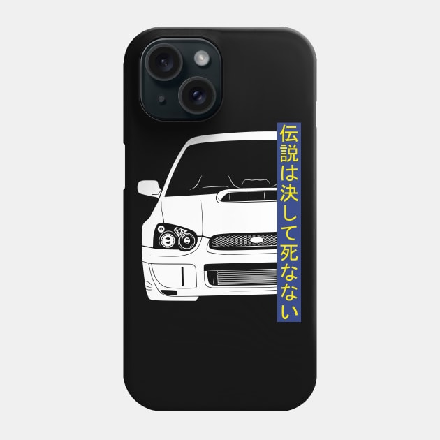 Impreza WRX STI Rallye JDM Tuning Car 90s "Legends never die" Phone Case by Automotive Apparel & Accessoires