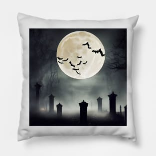 Graveyard Moon Backdrop Background Pillow