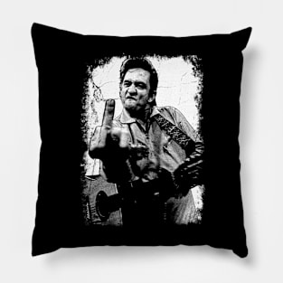 Johnny Cash Middle Finger Vintage Pillow