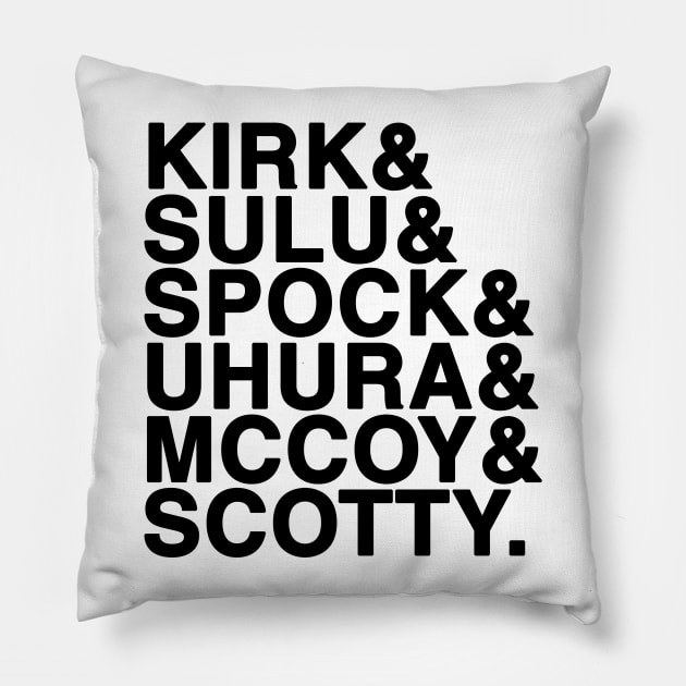 STAR TREK NAMES (BLACK) Pillow by finnyproductions