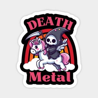 Death Metal - Cute Evil Reaper And Unicorn Magnet