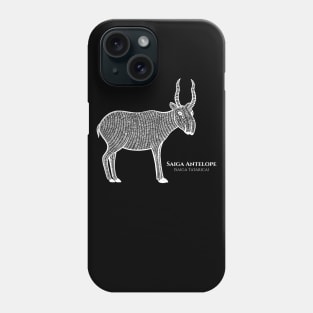 Saiga Antelope with Common and Latin Names - detailed animal design Phone Case