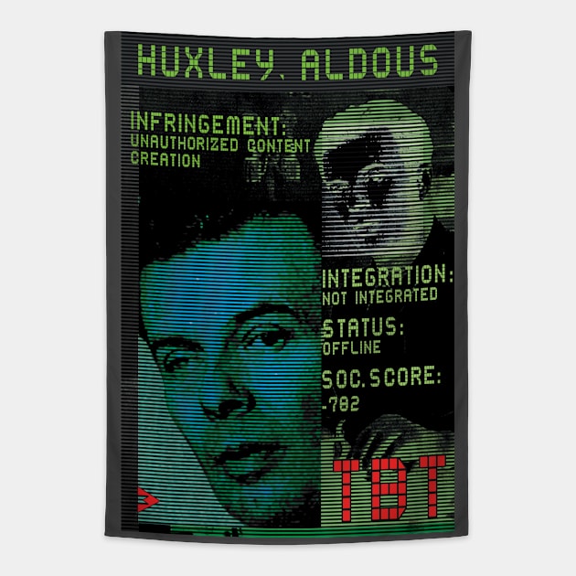 Aldous Huxley - Sci-Fi Retro Portrait Tapestry by Exile Kings 