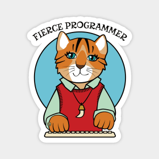 Fierce Programmer Tiger Cat Magnet